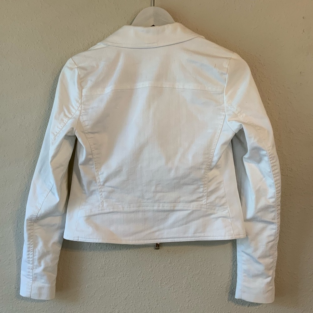Ralph Lauren White Denim Biker Jacket Size 2 Gem